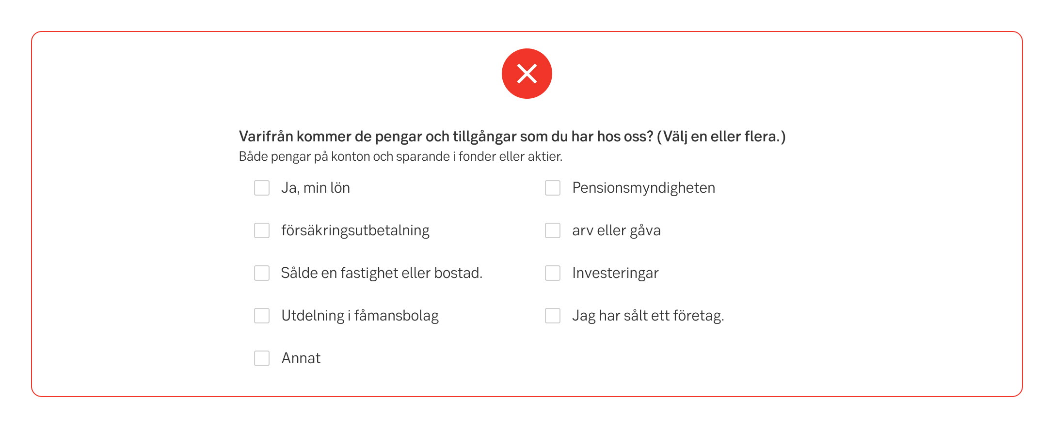Inconsistent options (Swedish)