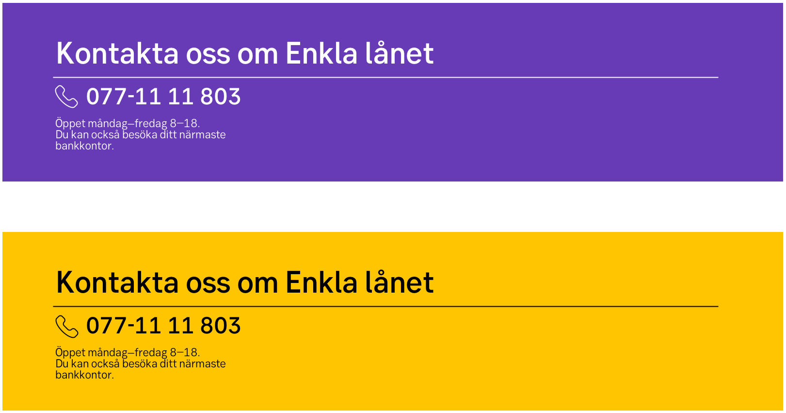 Contact us-component used on desktop