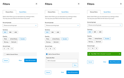 Step-by-step example of how “Save filter” can be used