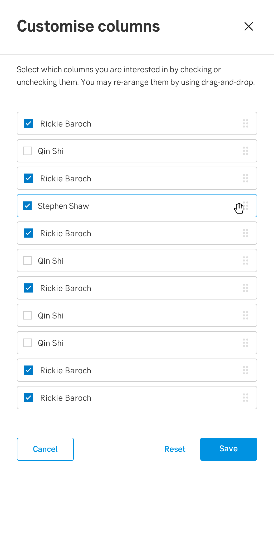 Selected item in hover state accompanied with the cursors hover state