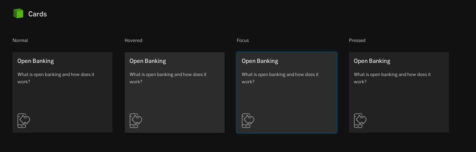 Card component in dark mode