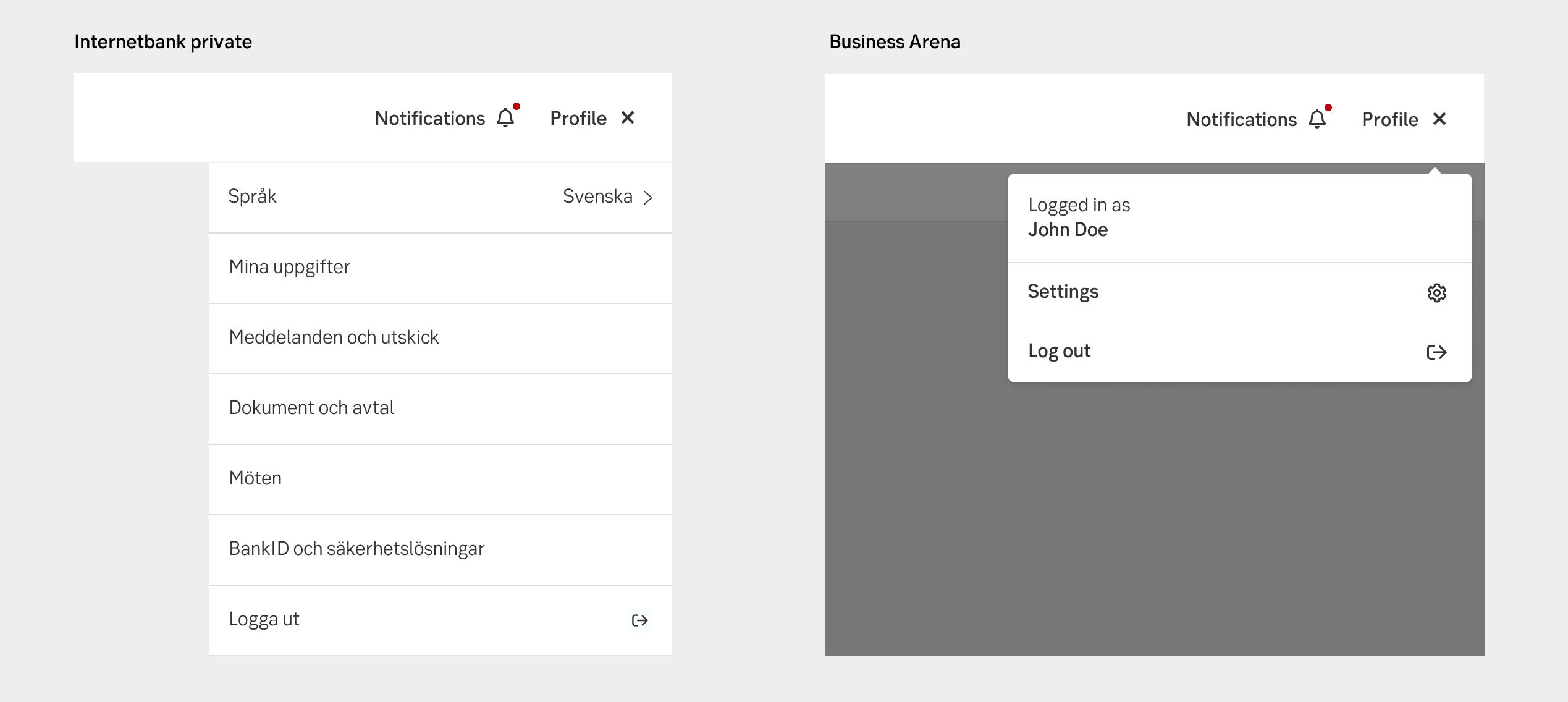 Component: Profile navigation