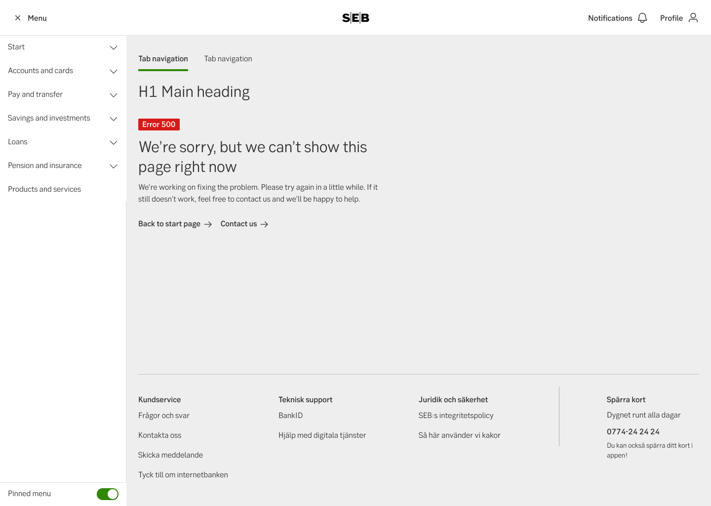 Error 500 in English