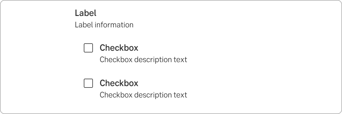 Checkbox with description for each checkbox